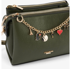 Sac bandoulière Lollipops effet grainé Roselaine S300938-3, couleur Kaki, vue de près