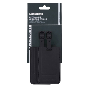 Étiquette à bagages Samsonite rectangulaire x2 155592 1041, couleur Noir, vue avec emballage