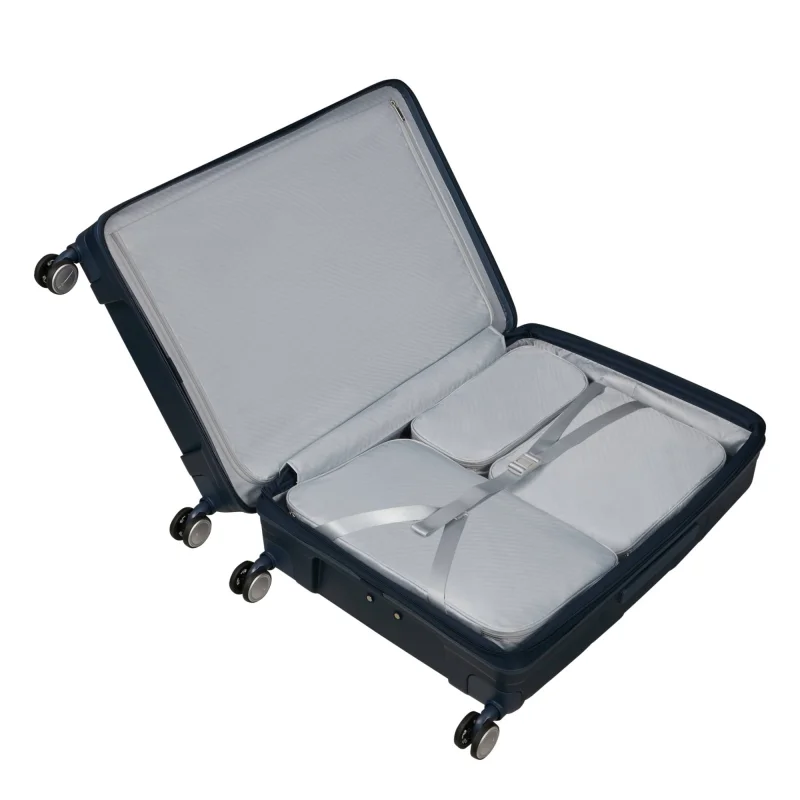 Valise Samsonite 4 roues extensible Paralux 156526 1552, couleur Bleu marine foncé, ouvert Valise Samsonite 4 roues extensible Paralux 156526 1552, couleur Bleu marine foncé, ouvert
