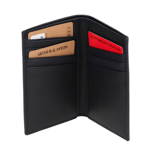 Porte-cartes plié Arthur & Aston José en cuir 2508-119-A Noir intérieur