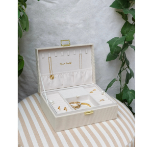 Boîte à bijoux Maison Scarlett Louise en velours côtelé LOUIS2-CTBG Beige intérieur