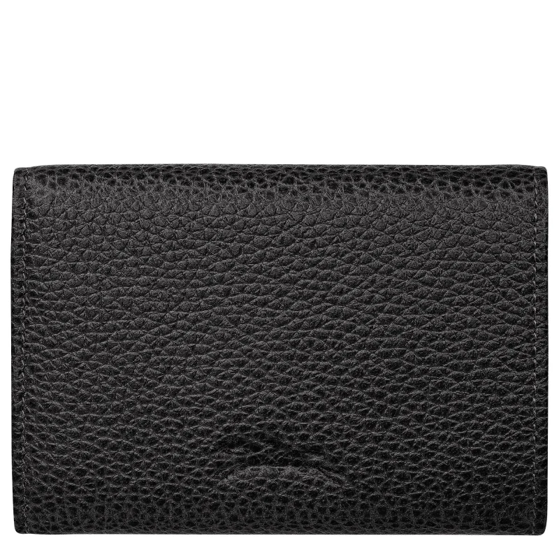 Portefeuille compact Longchamp effet grainé Le Foulonné 30058021 001, couleur Noir, vue de dos Portefeuille compact Longchamp effet grainé Le Foulonné 30058021 001, couleur Noir, vue de dos