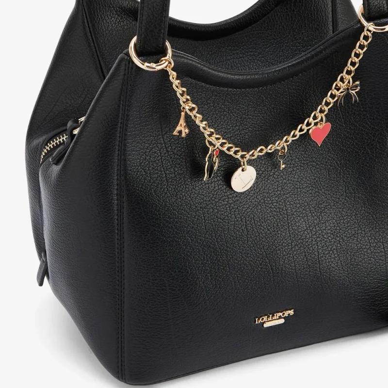 Sac à main Lollipops effet grainé Roselaine S300940-1, couleur Noir, vue de près Sac à main Lollipops effet grainé Roselaine S300940-1, couleur Noir, vue de près