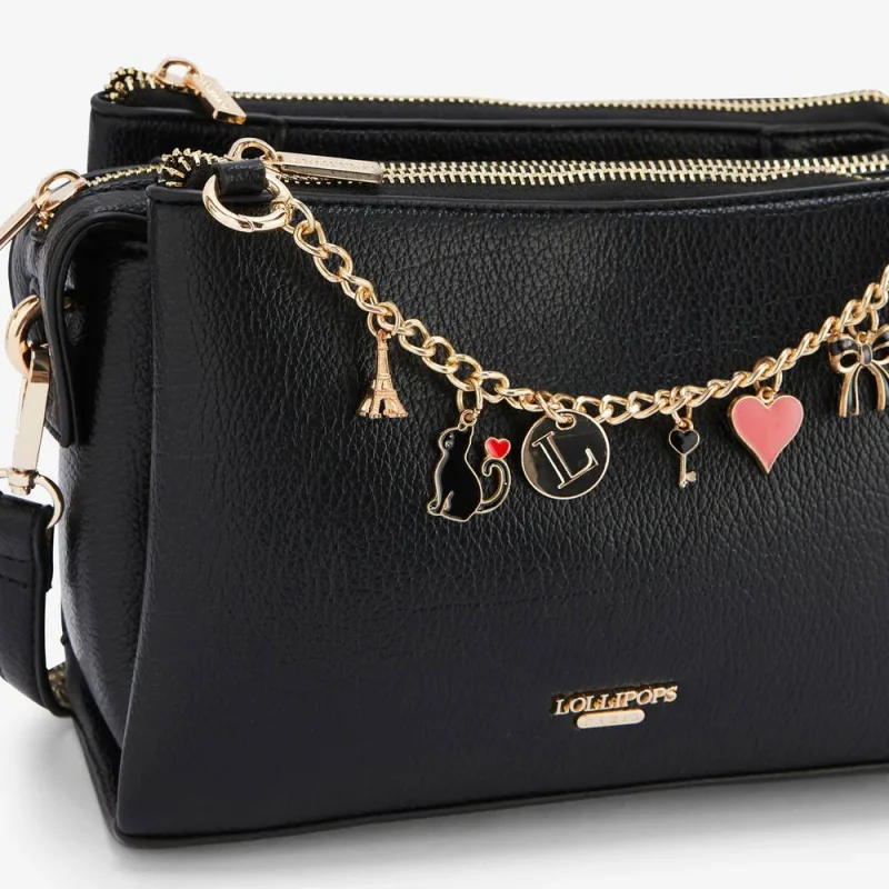 Sac bandoulière Lollipops effet grainé Roselaine S300938-1, couleur Noir, vue de près Sac bandoulière Lollipops effet grainé Roselaine S300938-1, couleur Noir, vue de près