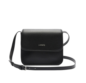 Sac bandoulière effet grainé Lacoste NF5147EG 000, couleur Noir, vue de face sans anse