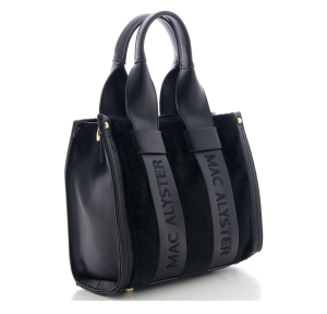 Sac à main Mac Alyster bi-matière KSI-2332 NR couleur Noir, vue de profil