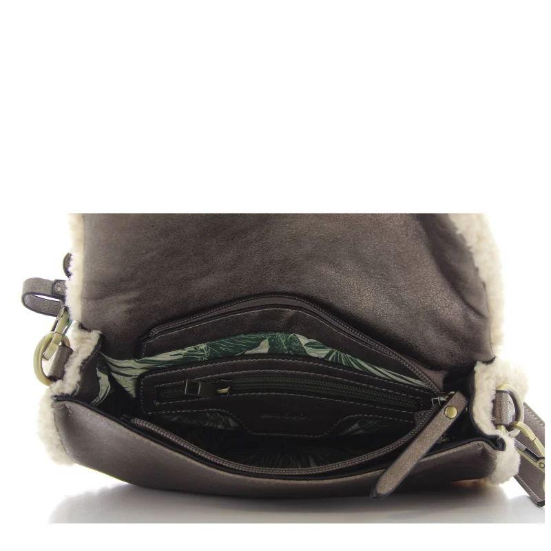 Sac besace Mia and Joy effet fourrure MJ2272 BRO, ouvert Sac besace Mia and Joy effet fourrure MJ2272 BRO, ouvert