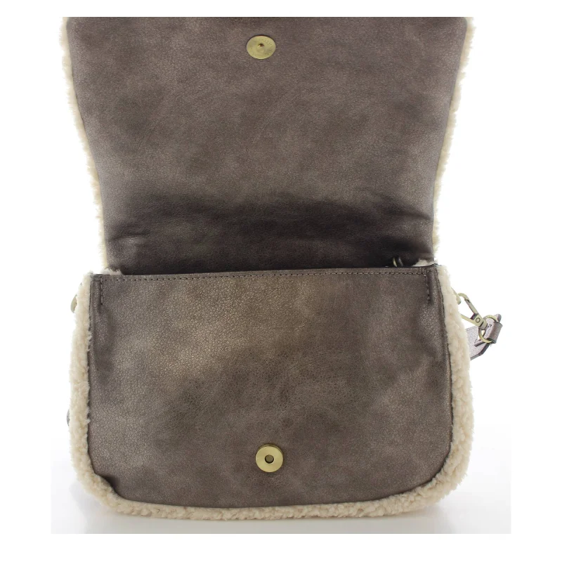 Sac besace Mia and Joy effet fourrure MJ2272 BRO, vue intérieure Sac besace Mia and Joy effet fourrure MJ2272 BRO, vue intérieure