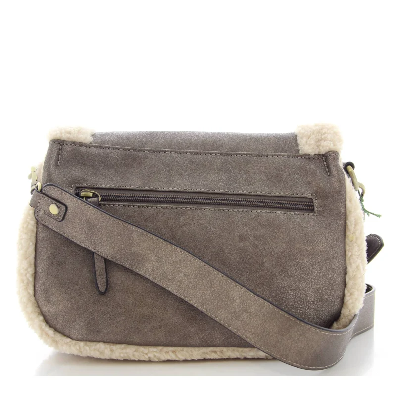 Sac besace Mia and Joy effet fourrure MJ2272 BRO, vue de dos Sac besace Mia and Joy effet fourrure MJ2272 BRO, vue de dos