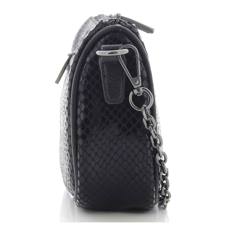 Petit sac porté épaule Mia and Joy effet python MJ2601 NR couleur Noir, vue de côté Petit sac porté épaule Mia and Joy effet python MJ2601 NR couleur Noir, vue de côté