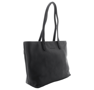 Sac shopping Arthur & Aston en cuir A163-01GM-A, couleur Noir, vue de profil