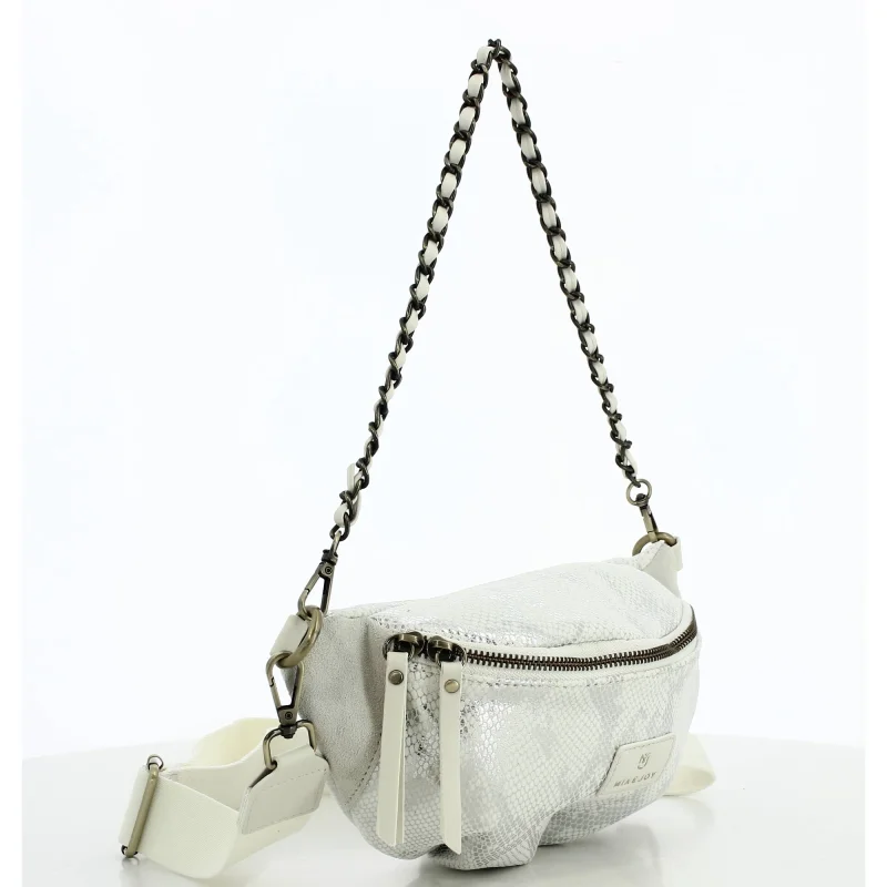 Sac banane Mia & Joy façon serpent MJ1851 BLC, couleur Blanc, vue de profil Sac banane Mia & Joy façon serpent MJ1851 BLC, couleur Blanc, vue de profil