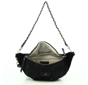 Sac banane Mia & Joy façon serpent MJ1851 NR, couleur Noir, ouvert