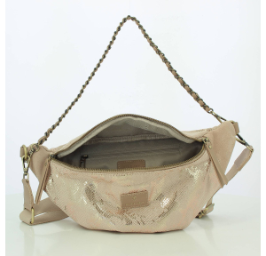 Sac banane Mia & Joy effet python Braddie Serpent MJ1852 ROS, couleur Rose, ouvert