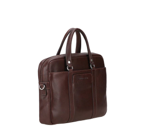 Porte documents Arthur & Aston S en cuir grainé Ange 2528-01-C, couleur Châtaigne, vue de profil