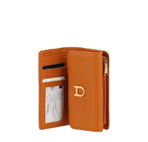 Porte-cartes Arthur Aston zippé en cuir Camille A203E-239 B couleur Cognac clair, ouvert