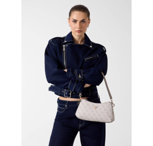 Sac porté épaule Guess logo 4G Noelle HWBG967273 DKO couleur  Beige multi, porté mannequin