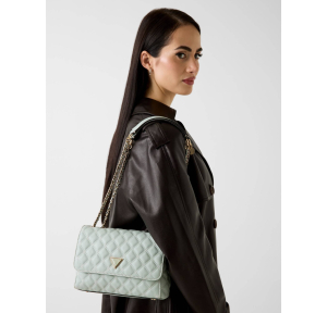 Sac bandoulière Guess effet matelassé Giully HWBQ967320 LIS couleur Vert clair, porté mannequin