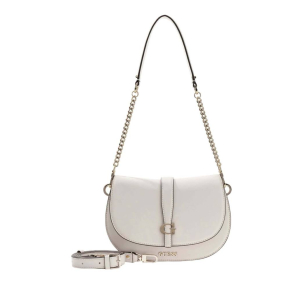 Sac bandoulière Guess à rabat Carrie HWVG989620 STO couleur Pierre, vue de face avec bandoulière