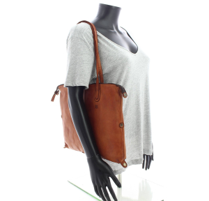 Sac shopping Biba porté épaule en cuir HOP1L TAN, couleur Tan, porté