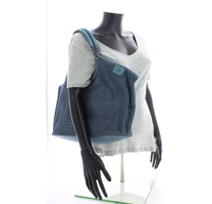 Sac porté épaule Biba effet grillagé LAH1L BLU JE, couleur Bleu jean, porté