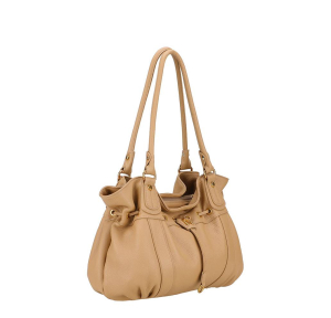 Sac porté épaule Arthur & Aston en cuir de vachette L Camille A203E-08 NATU, couleur Naturel, vue de profil