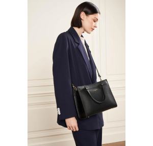 Sac à main zippé M Lancaster Foulonné Double 470-63 Noir - In - Nude porté