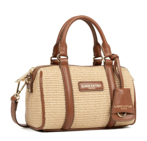 Sac polochon Lancaster zippé Mini Osier 518-072 COG couleur Cognac, vue de profil