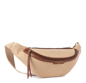 Sac banane Lancaster tissé Mini Osier 518-076 COG couleur Cognac, vue de profil