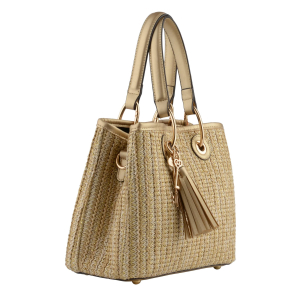 Sac porté main Francinel en paille Prudence 292583OR, couleur Or, vue de profil