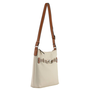 Sac porté travers Francinel en synthétique Clarence 292602 BEIGE, vue de profil