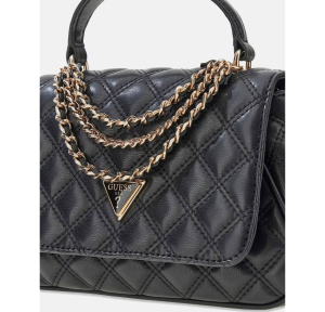 Sac à main Guess rabat effet matelassé Giully HWQG967319 BLA, couleur Noir, vue de près