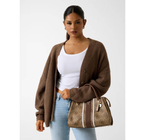 Sac à main Guess imprimé logo Noelle HWSS967207 LGW, couleur Marron multi, porté mannequin