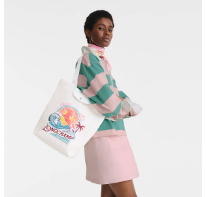 Sac cabas Longchamp Le Pliage Collection 10326HJA M16, couleur Arc-en-ciel, porté