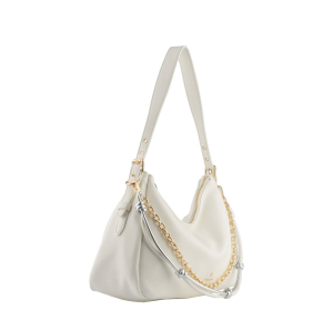 Sac porté épaule Mia and Joy avec chaines Rosie MJ2637 BLANC couleur Blanc, vue de profil