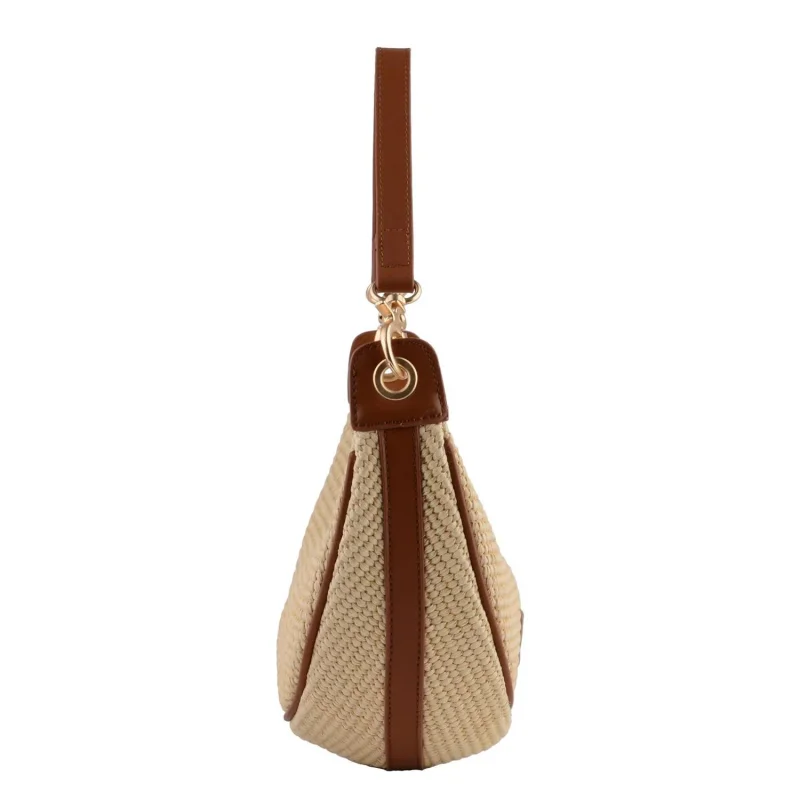 Porté épaule Mia & Joy en paille Giuliana MJ2631-BEG, couleur Beige vue de côté Porté épaule Mia & Joy en paille Giuliana MJ2631-BEG, couleur Beige vue de côté