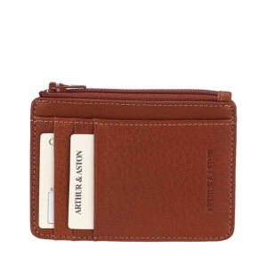 Petit Porte-cartes et monnaie Arthur & Aston Ange 2528-224-COGN, couleur Cognac, vue de face
