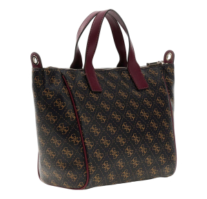 Petit sac à main Guess Follie motif logo TWLQ9676019-BNL Brown Logo (Marron imprimé avec détails rouge bordeaux) dos