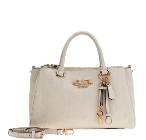 Sac à main Anise triple compartiment HWPD9916060-STL Stone Logo (Ecru), vue de face avec bandoulière