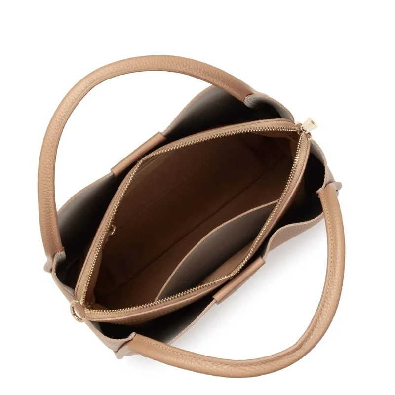 Sac à main Lancaster M Ida Double 470-84 NA/ CH BE couleur Naturel - In - Beige, ouvert Sac à main Lancaster M Ida Double 470-84 NA/ CH BE couleur Naturel - In - Beige, ouvert