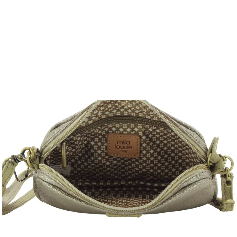 Sac bandoulière Mila Louise avec chaine 16064AR5 60 couleur Kaki, ouvert Sac bandoulière Mila Louise avec chaine 16064AR5 60 couleur Kaki, ouvert