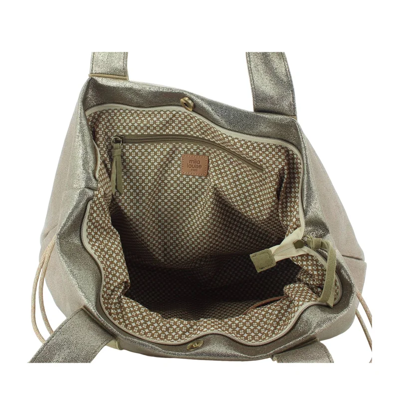 Sac shopping Mila Louise zippé 20204AR5 60 couleur Kaki, ouvert Sac shopping Mila Louise zippé 20204AR5 60 couleur Kaki, ouvert