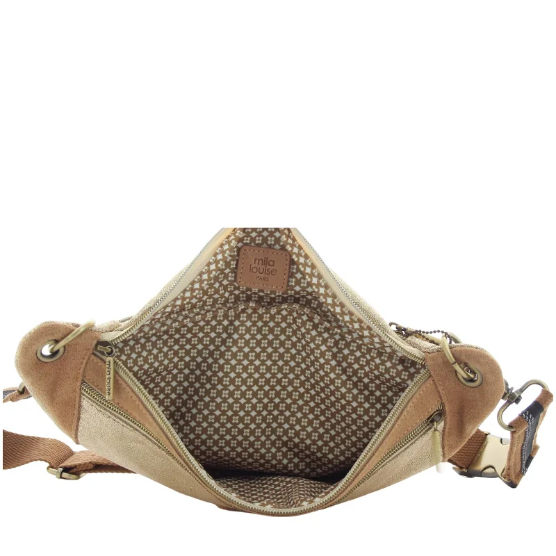 Sac banane Mila Louise porté épaule 23689AR5 42, couleur Ambre, ouvert Sac banane Mila Louise porté épaule 23689AR5 42, couleur Ambre, ouvert