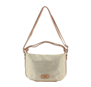 Sac porté épaule Mila Louise en textile garni de cuir23045AR5 42 couleur Ambre, vue de face avec bandoulière