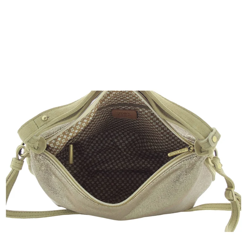 Sac porté épaule Mila Louise en textile garni de cuir23045AR5 60 couleur Kaki, ouvert Sac porté épaule Mila Louise en textile garni de cuir23045AR5 60 couleur Kaki, ouvert