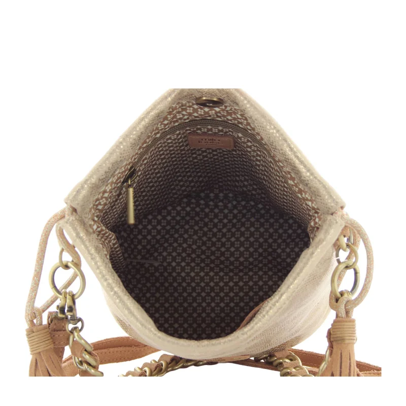 Sac bandoulière Mila Louise en textile façon reptile 23056PG2 18, couleur Camel, ouvert Sac bandoulière Mila Louise en textile façon reptile 23056PG2 18, couleur Camel, ouvert