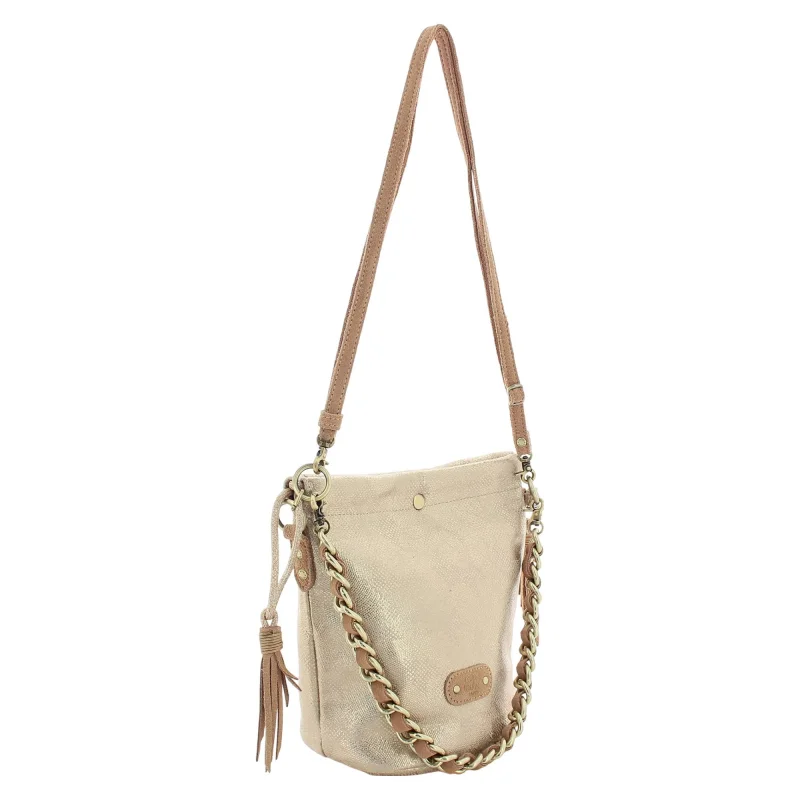 Sac bandoulière Mila Louise en textile façon reptile 23056PG2 18, couleur Camel, vue de profil Sac bandoulière Mila Louise en textile façon reptile 23056PG2 18, couleur Camel, vue de profil