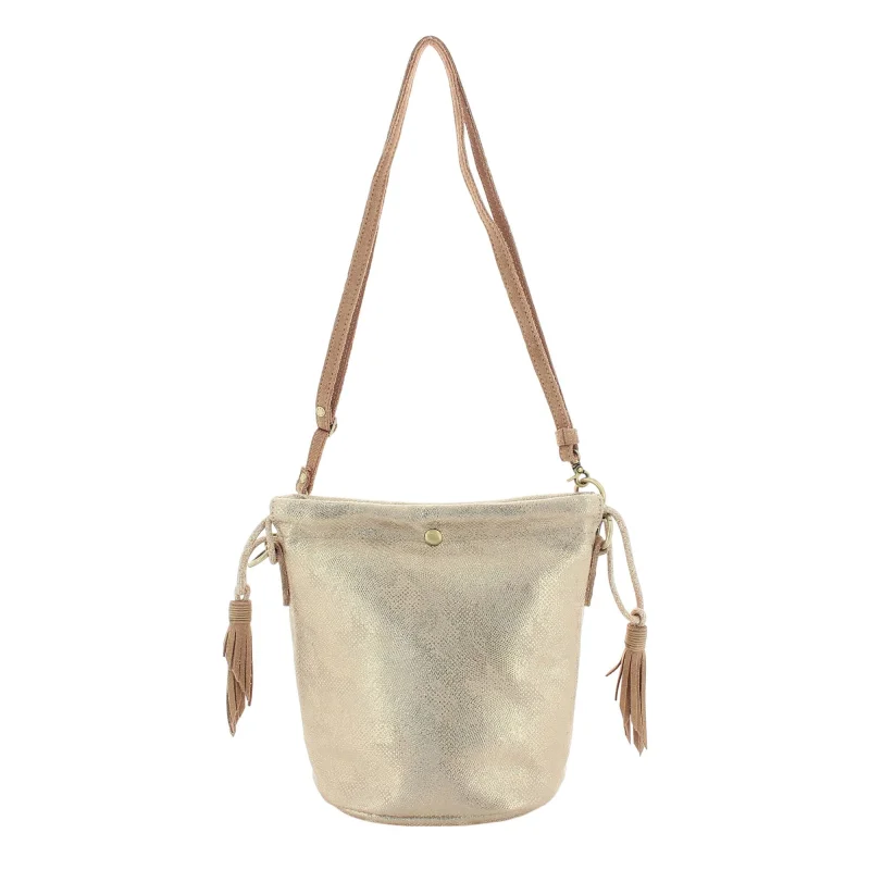 Sac bandoulière Mila Louise en textile façon reptile 23056PG2 18, couleur Camel, vue de dos Sac bandoulière Mila Louise en textile façon reptile 23056PG2 18, couleur Camel, vue de dos