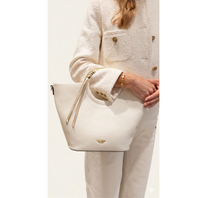 Sac bandoulière Lollipops  effet grainé M Sefa S310279-1, couleur Ivoire porté