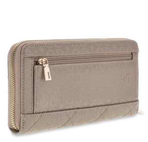 Portefeuille Guess effet matelassé zippé Libby SWGG9912146 DRT, couleur Taupe foncé (taupe), vue de profil
